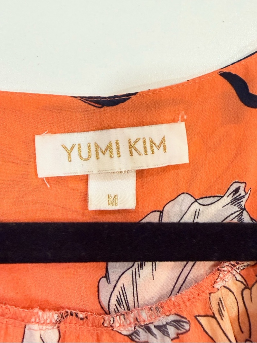 Yumi Kim Silk Wrap Dress Coral Floral | Size M | Tie Waist Mini - Picture 3 of 14